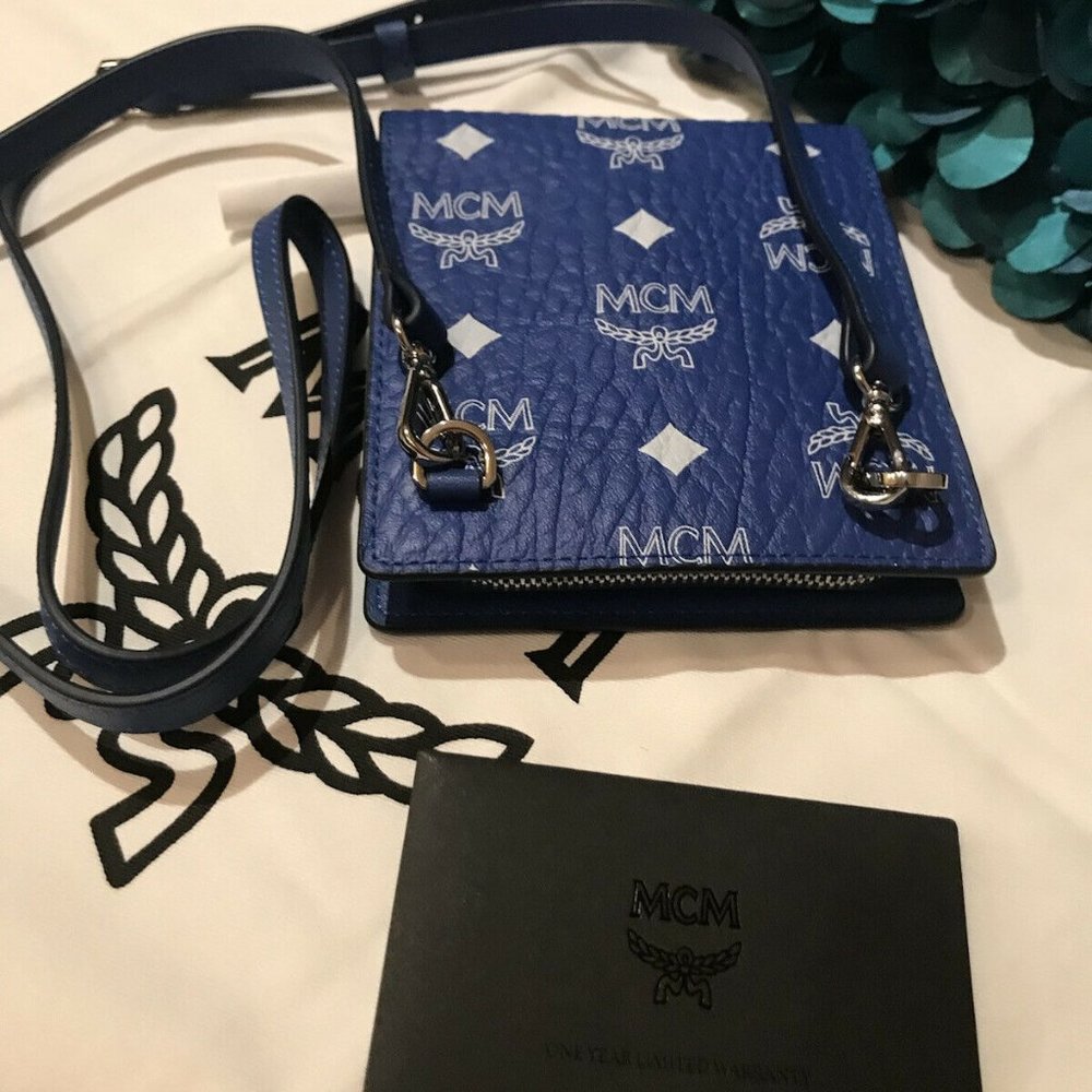 MCM Surf The Web Blue Small CrossBody Bag, Clutch